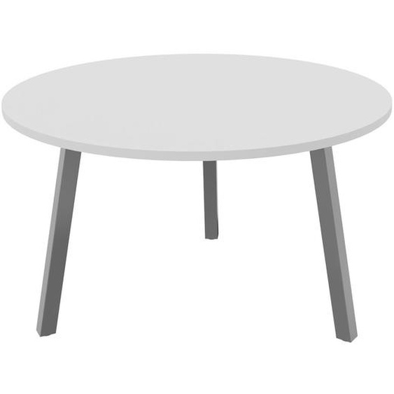Table ronde 120 cm - 3 pieds trapèze métal Aluminium - Plateau Blanc