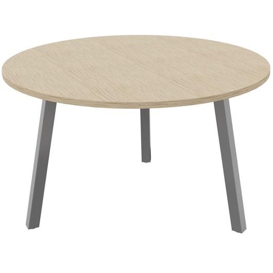Table ronde 120 cm - 3 pieds trapèze métal Aluminium - Plateau Chêne