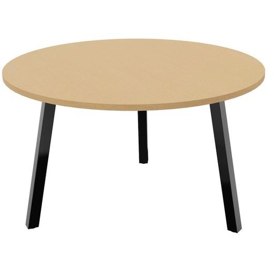 Table ronde 120 cm - 3 pieds trapèze métal Noir - Plateau Hêtre
