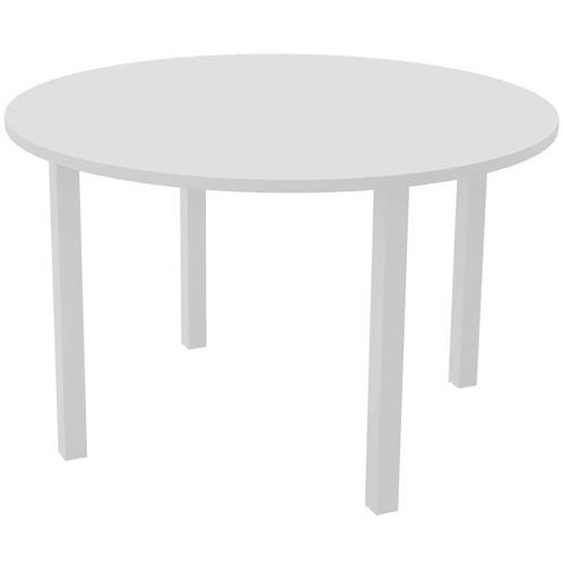 Table ronde 120 cm - 4 pieds métal Blanc - Plateau Blanc