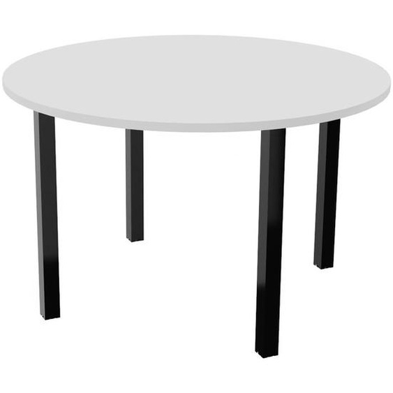 Table ronde 120 cm - 4 pieds métal Noir - Plateau Blanc