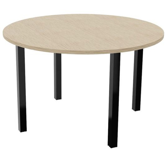 Table ronde 120 cm - 4 pieds métal Noir - Plateau Chêne