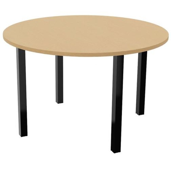 Table ronde 120 cm - 4 pieds métal Noir - Plateau Hêtre