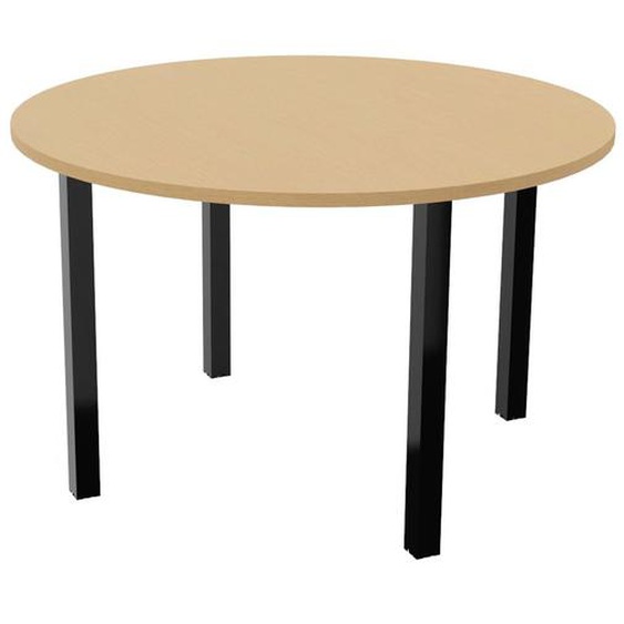 Table ronde 120 cm - 4 pieds métal Noir - Plateau Hêtre