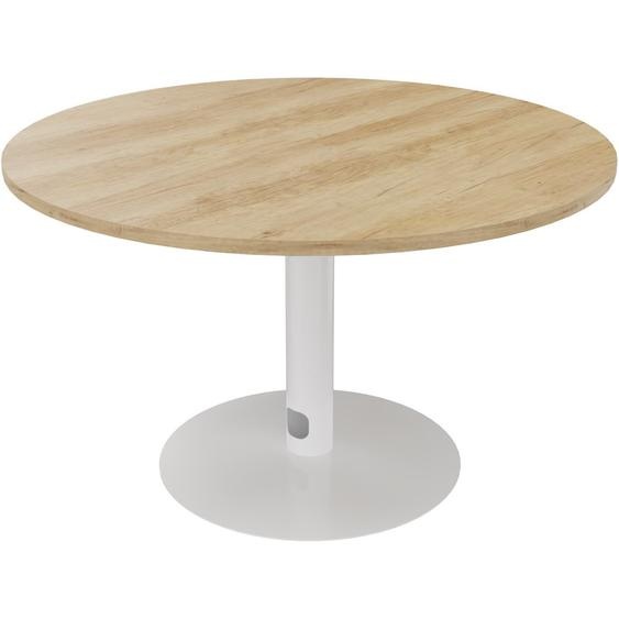Table ronde 120 cm - Piètement tulipe Blanc - Plateau Chêne Nebraska