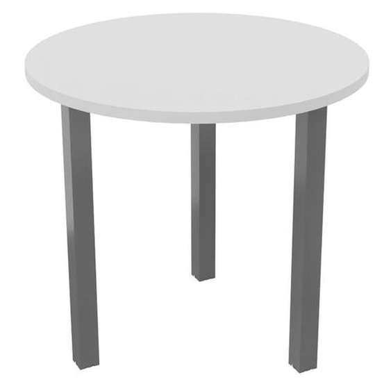 Table ronde 80 cm - 3 pieds métal Aluminium - Plateau Blanc