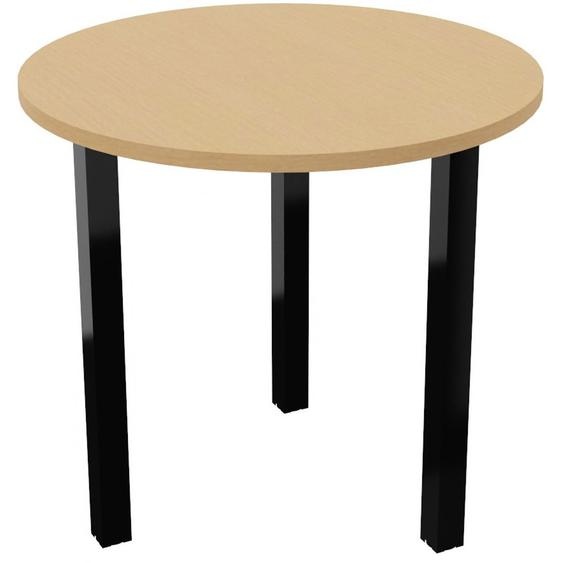 Table ronde 80 cm - 3 pieds métal Noir - Plateau Hêtre