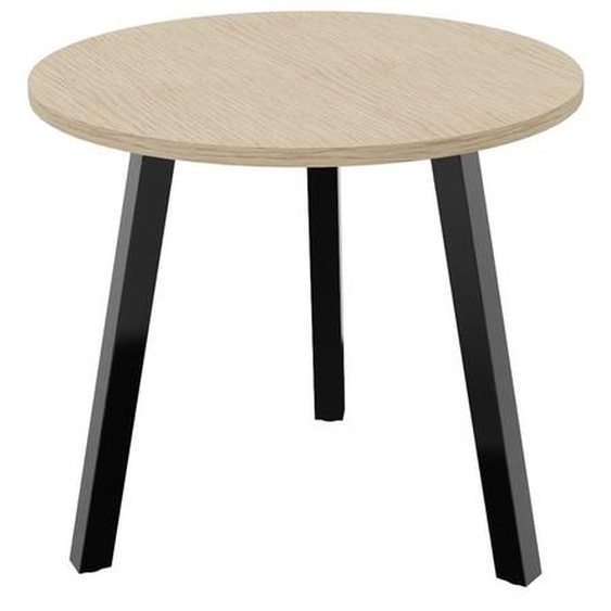 Table ronde 80 cm - 3 pieds trapèze métal Noir - Plateau Chêne