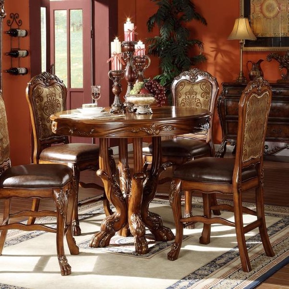 Table ronde à manger Table ronde design en bois pour salle à manger Cuisine Table brune 121 cm Nouveau