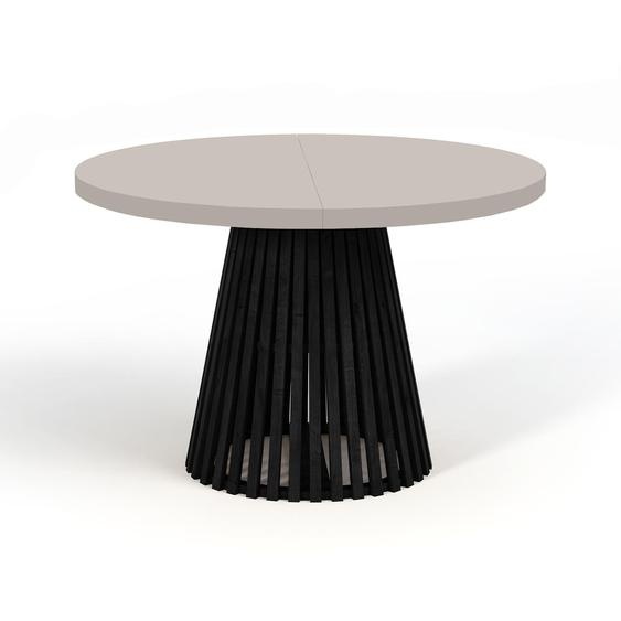 Table ronde à rallonges pour la salle à manger, DOVER - Industrial/Loft Still avec pieds à lamelles, diamètre : 90/190 cm, Couleur : cachemire / Noir