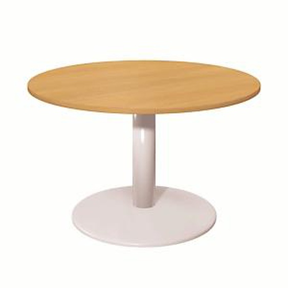 Table Ronde D.100 cm - Piétement tulipe Blanc - Plateau Chêne