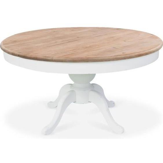 Table ronde extensible en bois massif SIDONIE blanc