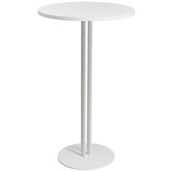 Table ronde Roxane hauteur 110 cm plateau Blanc 60 cm - Pied central métal Blanc