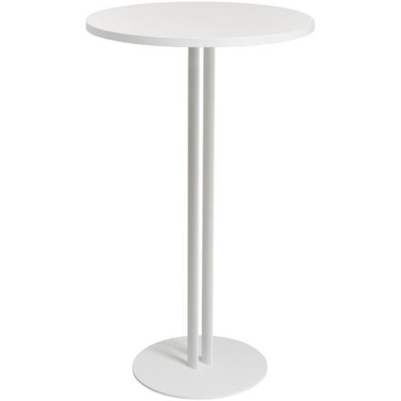Table ronde Roxane hauteur 110 cm plateau Blanc 60 cm - Pied central métal Blanc