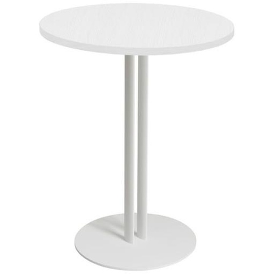 Table ronde Roxane hauteur 74 cm plateau Blanc 60 cm - Pied central métal Blanc