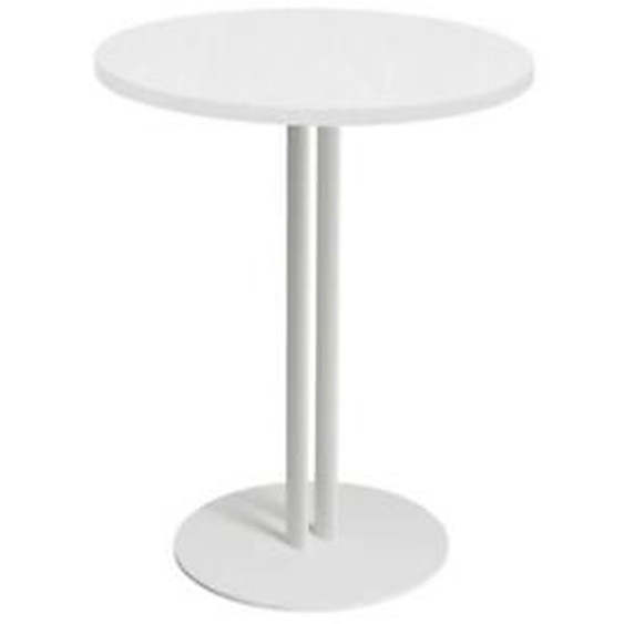 Table ronde Roxane hauteur 74 cm plateau Blanc 60 cm - Pied central métal Blanc