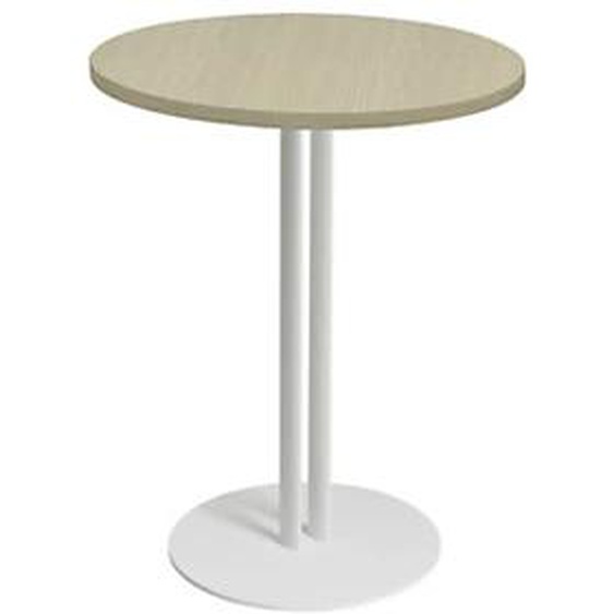 Table ronde Roxane Ø.60 x H.74 cm - Plateau Chêne - Pied central Blanc