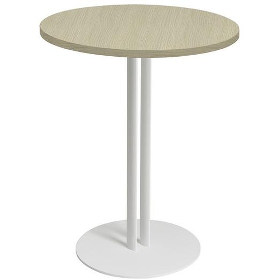 Table ronde Roxane Ø.60 x H.74 cm - Plateau Chêne - Pied central Blanc