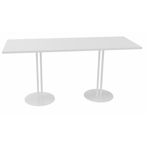 Table Roxane L.140 x P.60 x H.74 cm - Plateau Blanc - 2 pieds tube Blanc