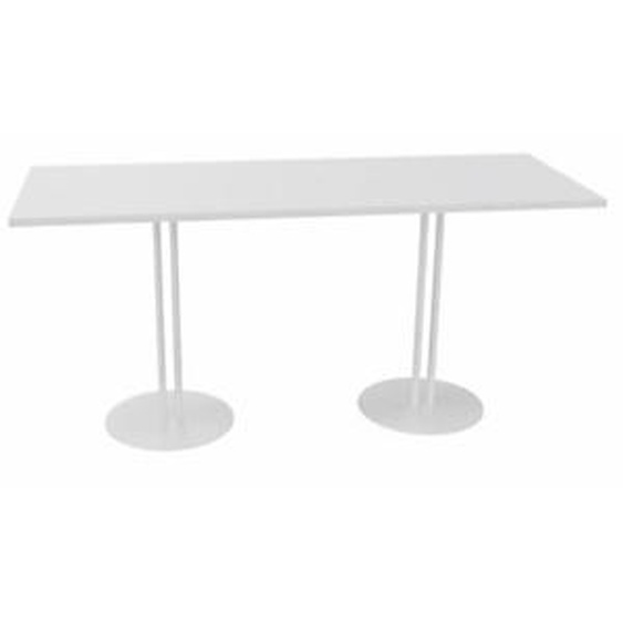 Table Roxane L.140 x P.60 x H.74 cm - Plateau Blanc - 2 pieds tube Blanc