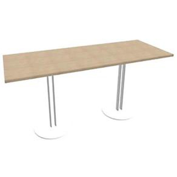 Table Roxane L.140 x P.60 x H.74 cm - Plateau Chêne - 2 pieds tube Blanc