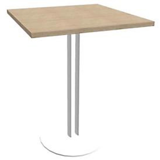 Table Roxane L.60 x P.60 x H.74 cm - Plateau Chêne - Pied central Blanc