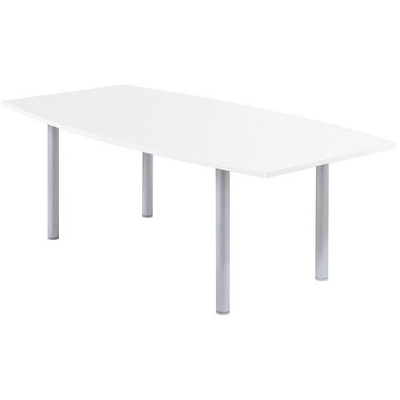 Table tonneau Actual L.200 x P.100 cm - Plateau Blanc - Pieds tubulaires Aluminium