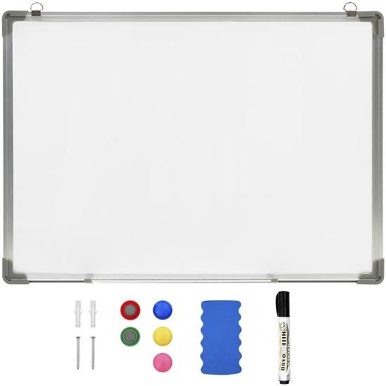 Tableau blanc magnétique effaçable à sec Blanc 70x50 cm Acier