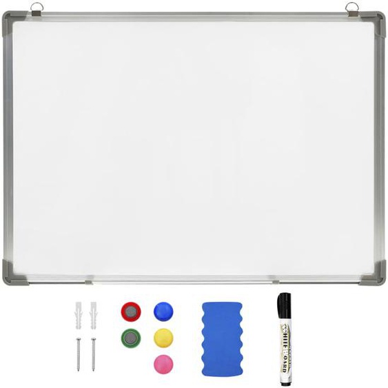 Tableau blanc magnétique effaçable à sec Blanc 90x60 cm Acier
