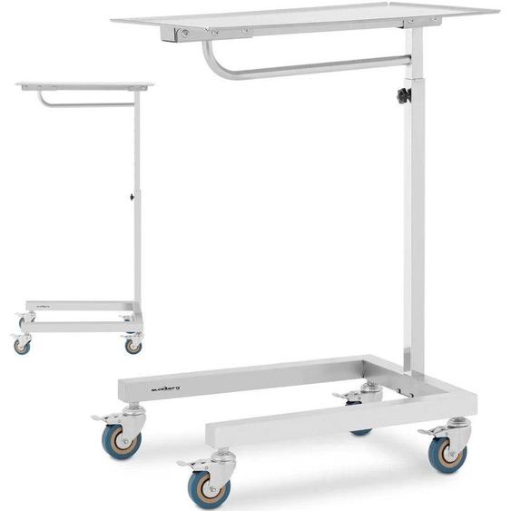 Tableau de– Accessoire pour fauteuil de traitement – Réglage de la hauteur : 84,5 à 120 cm – Plan de travail en acier inoxydable : 60x40 cm
