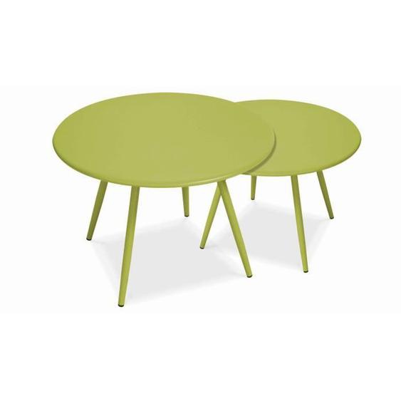 Tables basses de jardin en acier vert - OVIALA - Palavas - Gigognes - Modulables