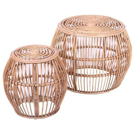 Tables basses de jardin - URBAN LIVING - Lena - Rotin - Lot de 2 - Diam. 62 cm