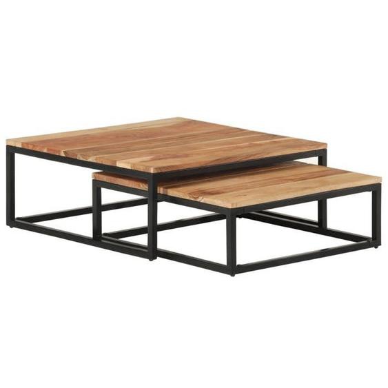 Tables basses gigognes en bois dacacia massif - VidaXL - Rectangulaire - Marron - Meuble de salon