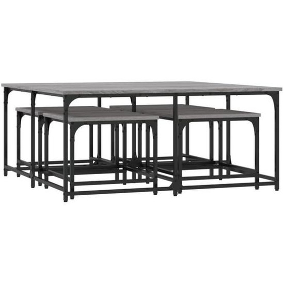 Tables basses gigognes - MOTHINESSTO - 5 pcs - Bois dingénierie - Sonoma gris - Design industriel