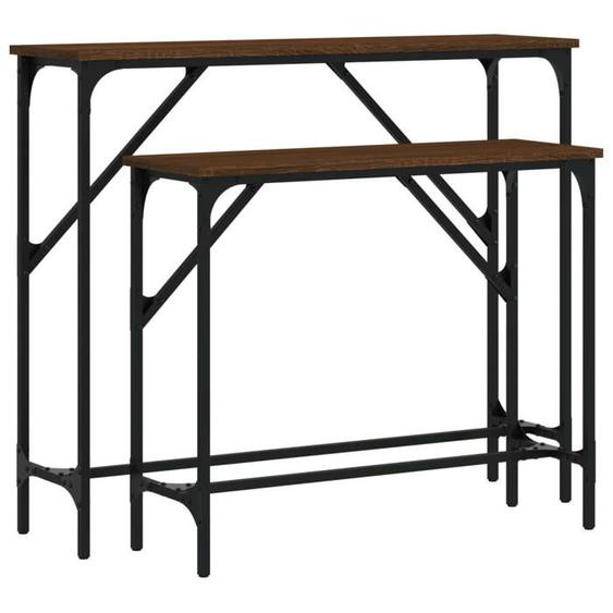 Tables console 2 pcs chêne marron - bois dingénierie LL236289