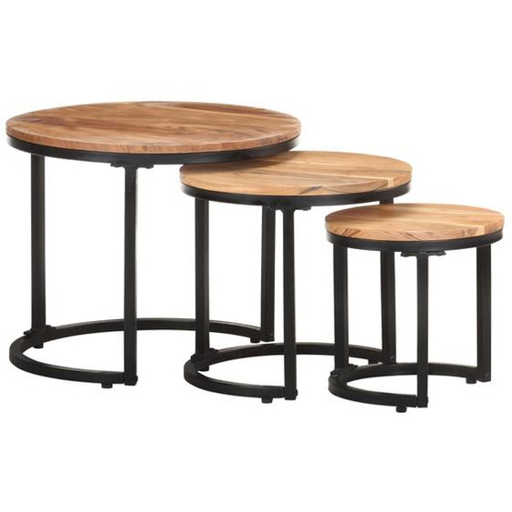 Tables dappoint 3 pcs Bois dacacia solide