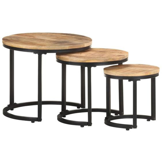 Tables dappoint 3 pcs Bois de manguier brut