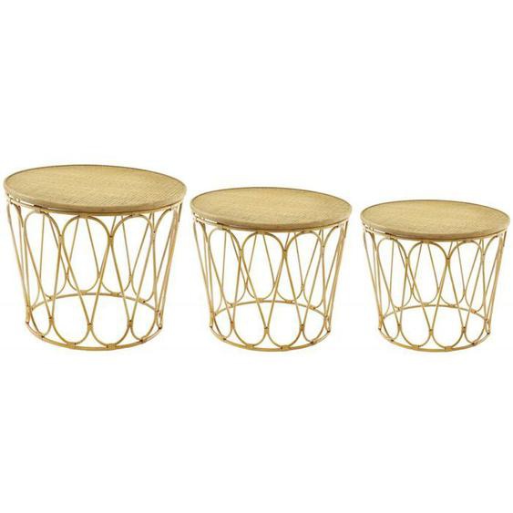 Tables dappoint en MDF et rotin (Lot de 3)