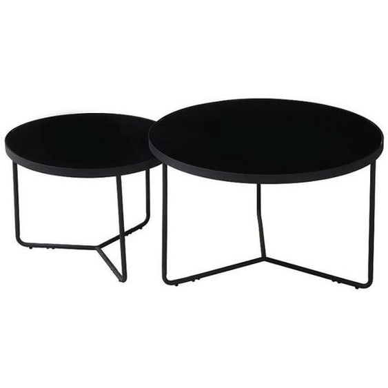 Tables dappoint - Lot de 2 tables gigognes rondes en verre et métal - AC-DÉCO - Noir - D 80 / 60 x H 50 / 45 cm