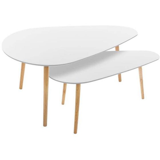 Tables de café blanches Mileo S et M - ATMOSPHERA - Bois laqué - Design contemporain