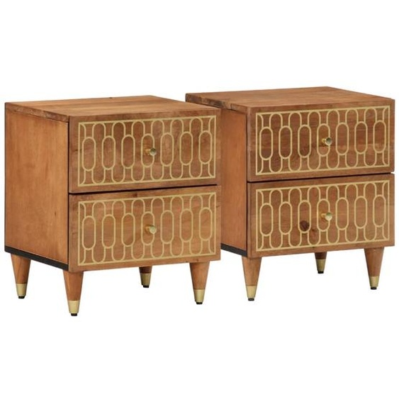 Tables de chevet 2 pcs 40x33x46 cm Bois de manguier solide