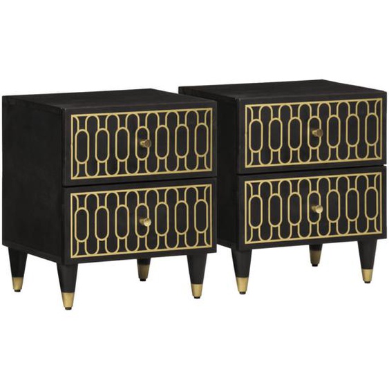 Tables de chevet 2 pcs 40x33x46 cm Bois de manguier solide