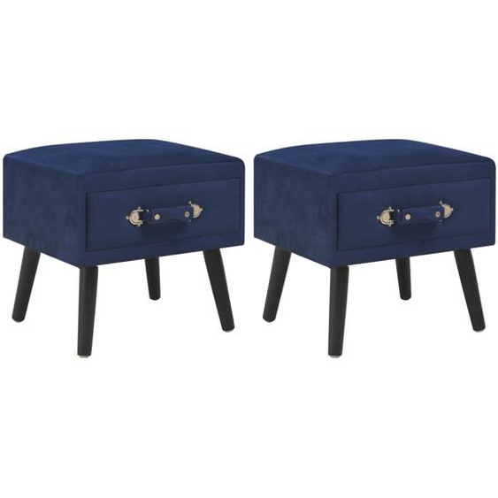 Tables de chevet 2 pcs Bleu 40x35x40 cm Velours