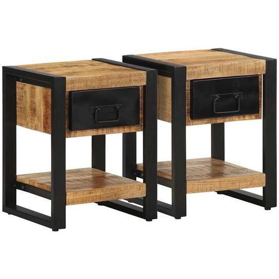 Tables de chevet 2 pcs bois de manguier massif brut