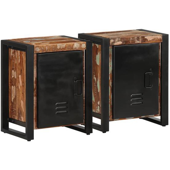 Tables de chevet 2 pcs multicolore bois massif de manguier brut