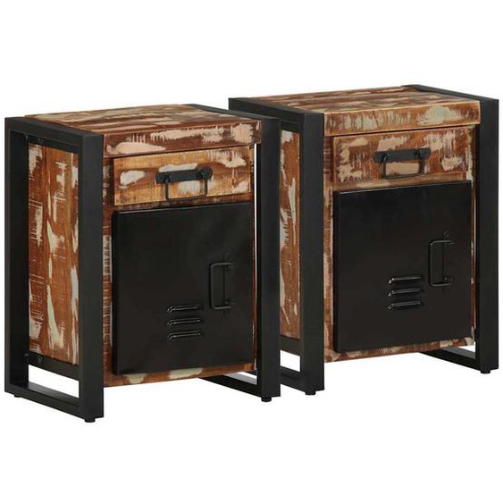 Tables de chevet 2 pcs multicolore bois massif de manguier brut