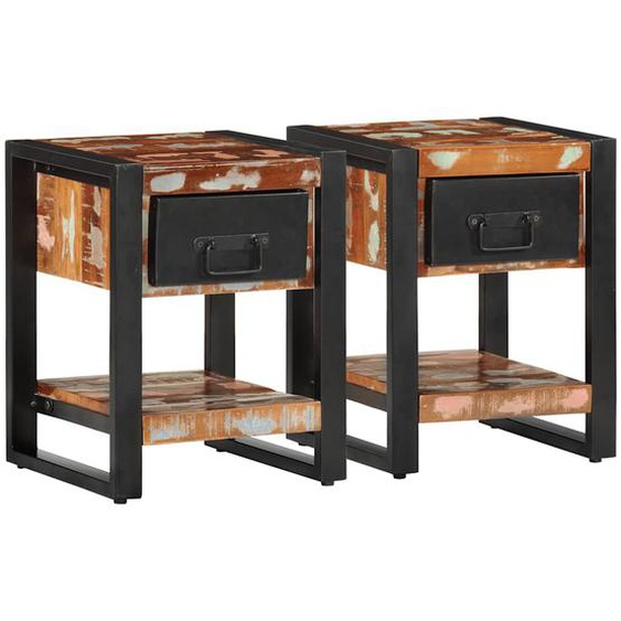Tables de chevet 2 pcs multicolore bois massif de manguier brut