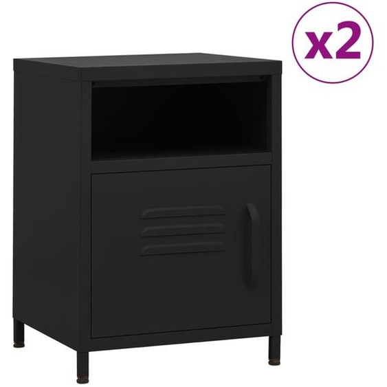 Tables de chevet 2 pcs Noir 35x35x51 cm Acier