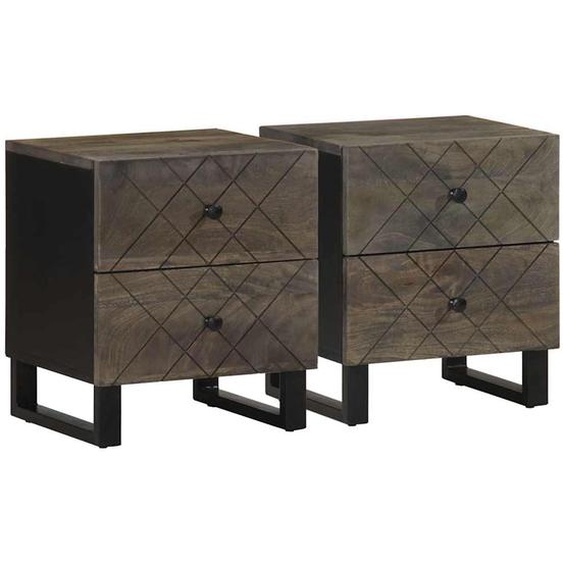 Tables de chevet 2 pcs noir 40x33x46 cm bois de manguier solide