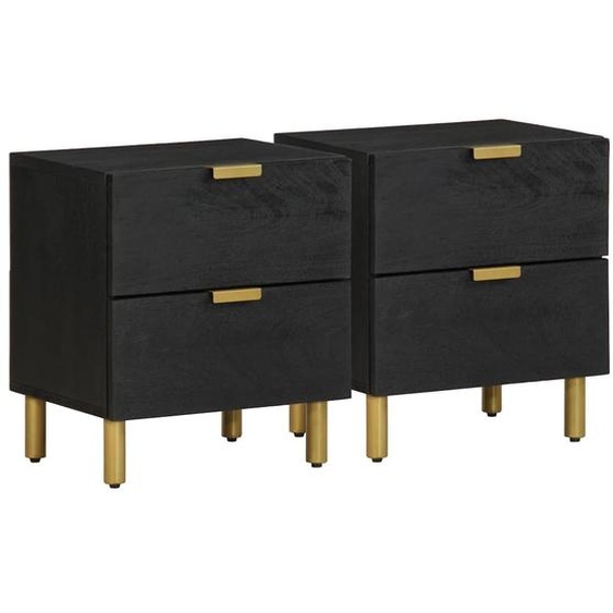 Tables de chevet 2 pcs noir 40x33x46 cm bois de manguier solide